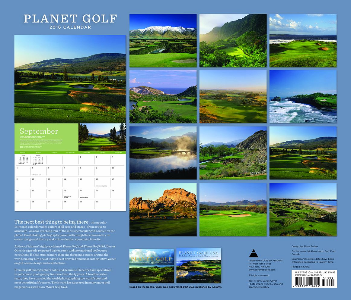 Planet Golf 2016 Wall Calendar: Featuring the Greatest Golf Courses Around the World