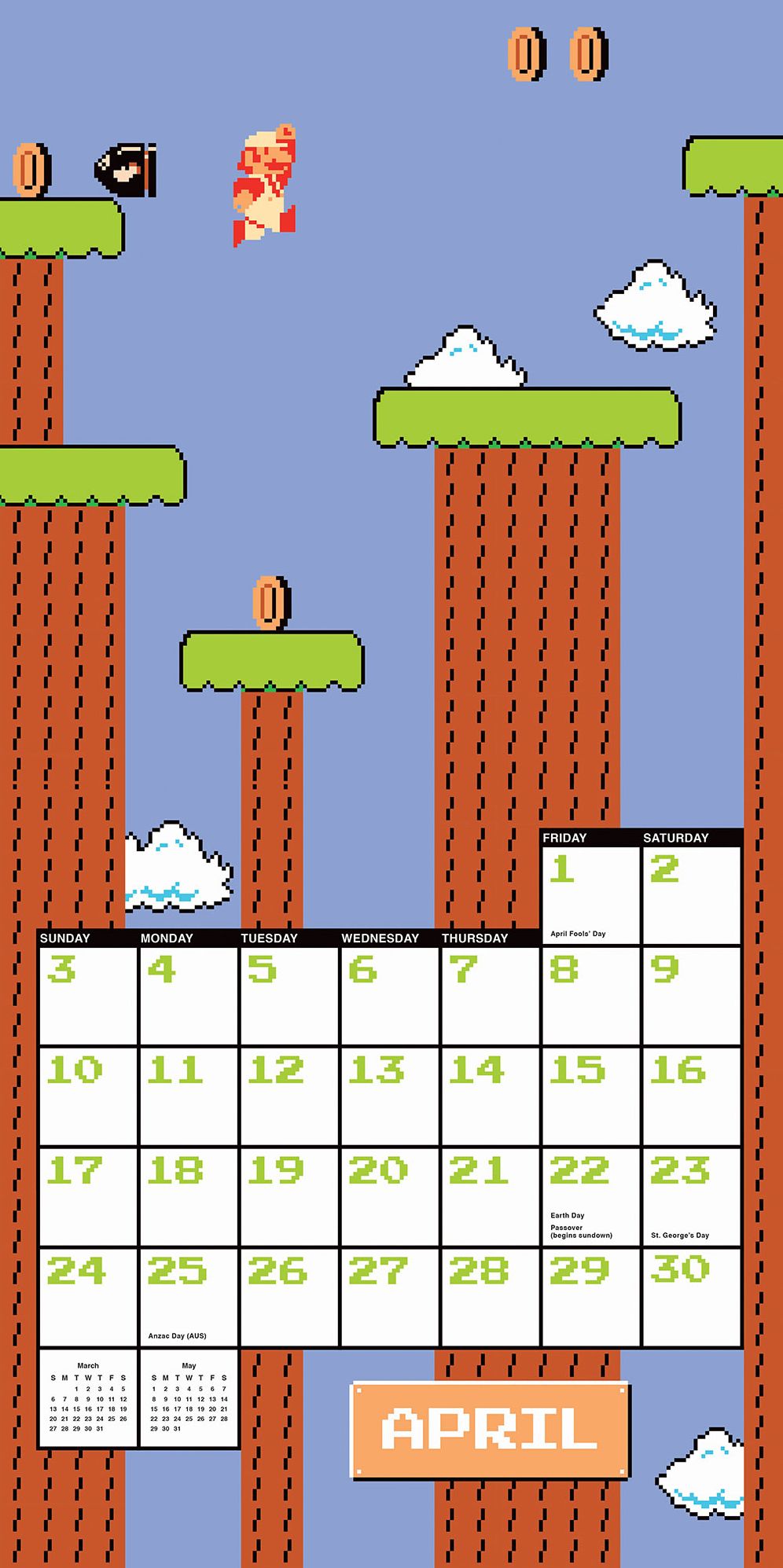 Super Mario Brothers 2016 Wall Calendar