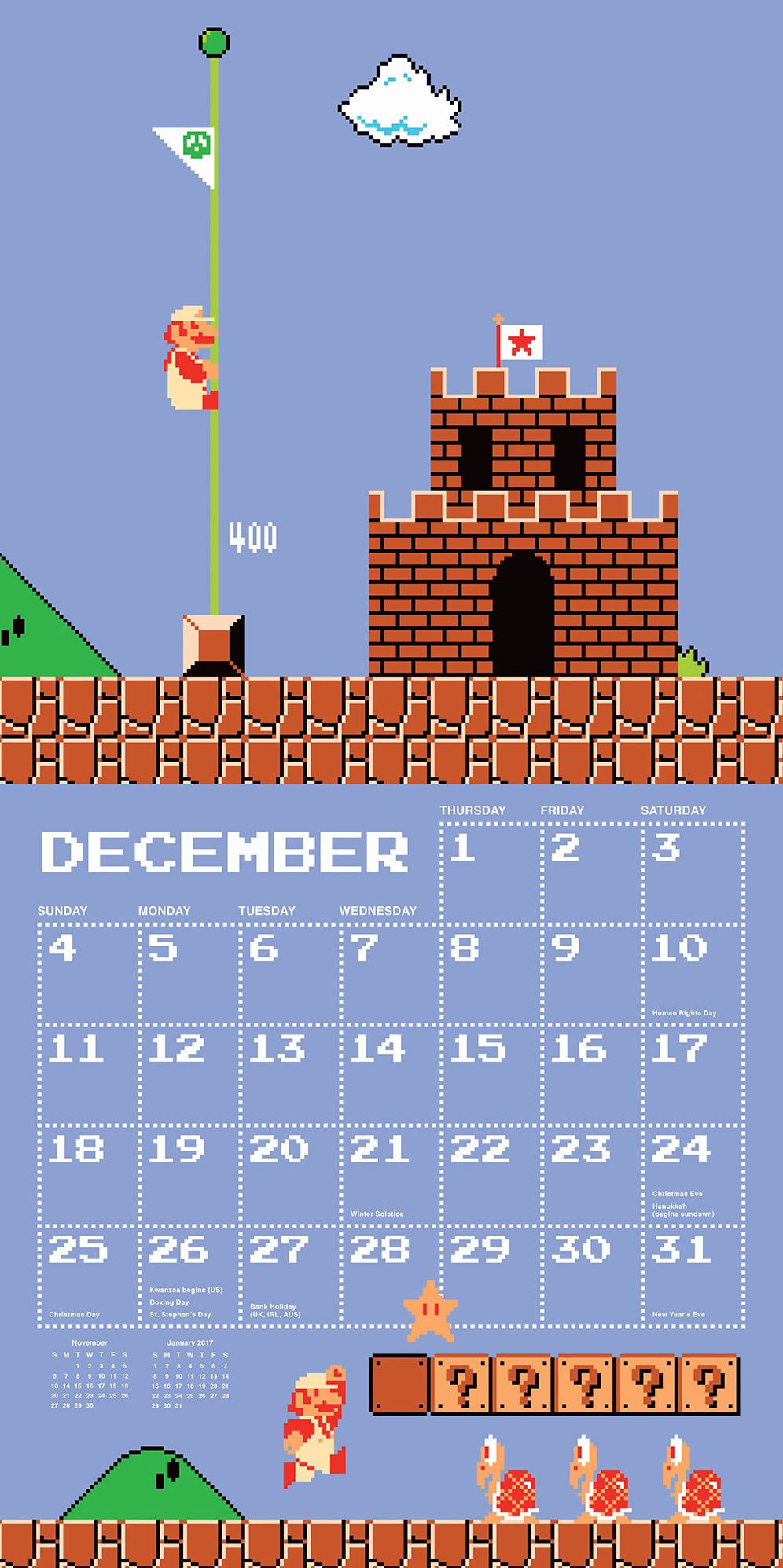 Super Mario Brothers 2016 Wall Calendar