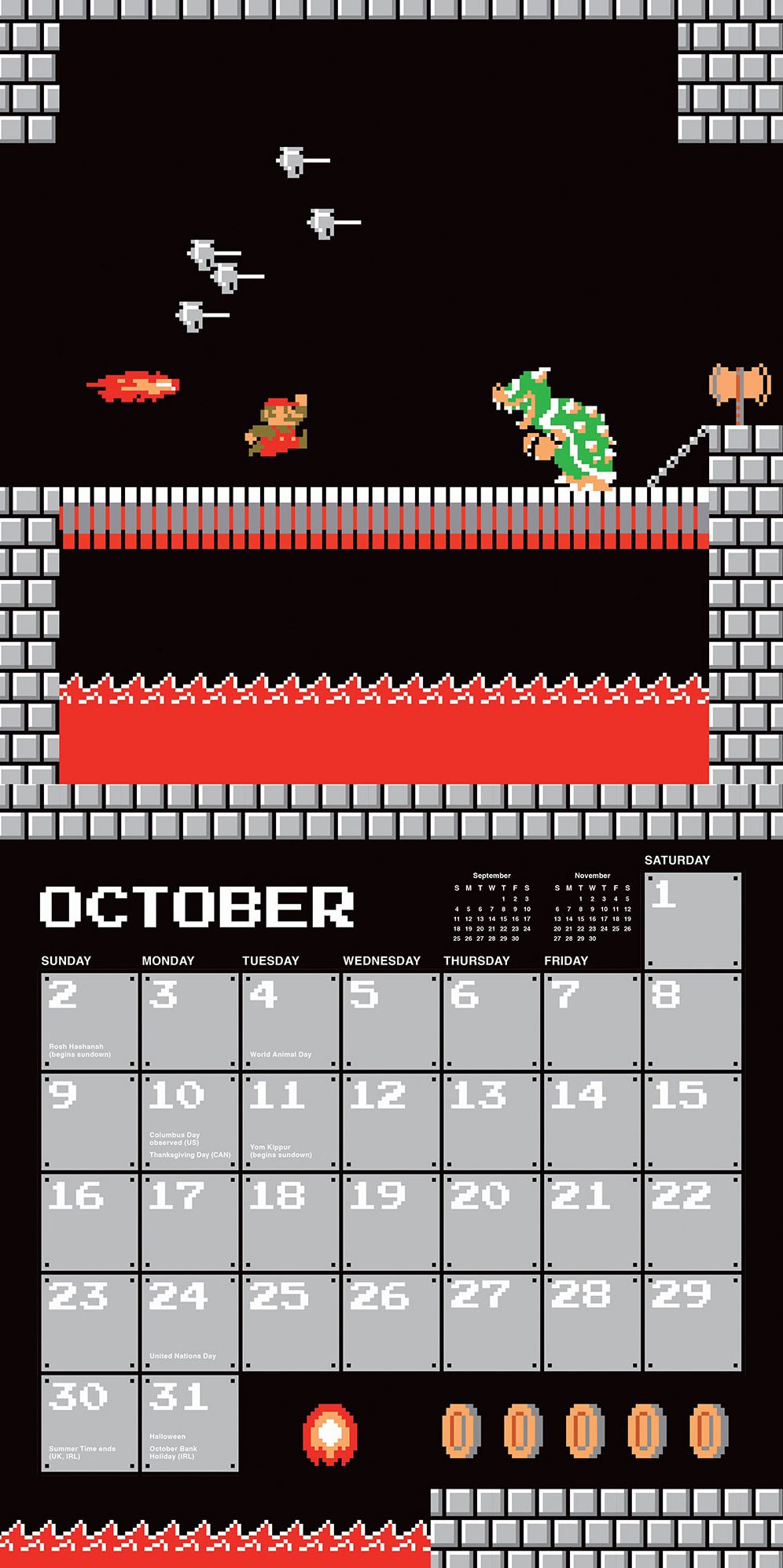 Super Mario Brothers 2016 Wall Calendar