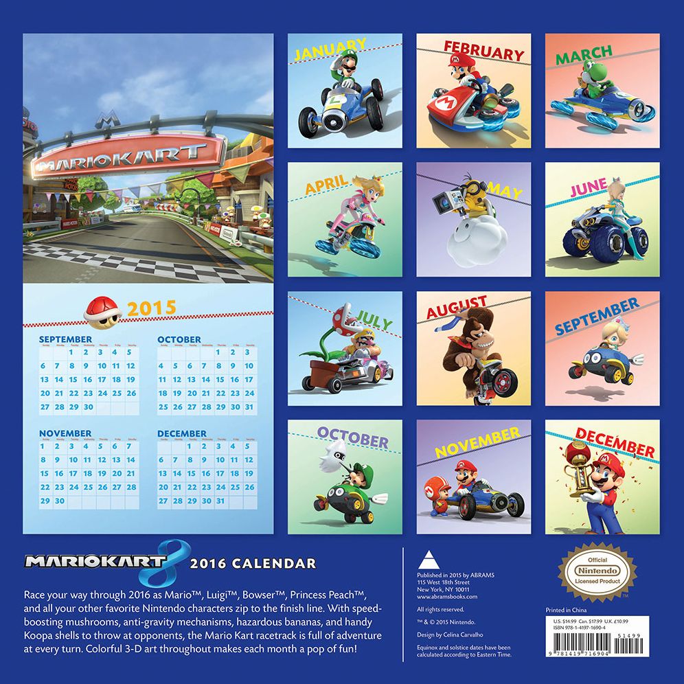 Mario Kart 2016 Wall Calendar