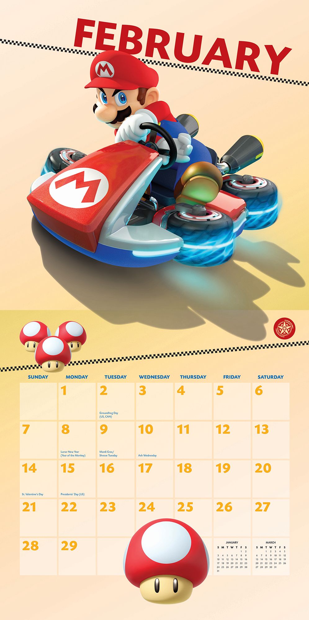 Mario Kart 2016 Wall Calendar