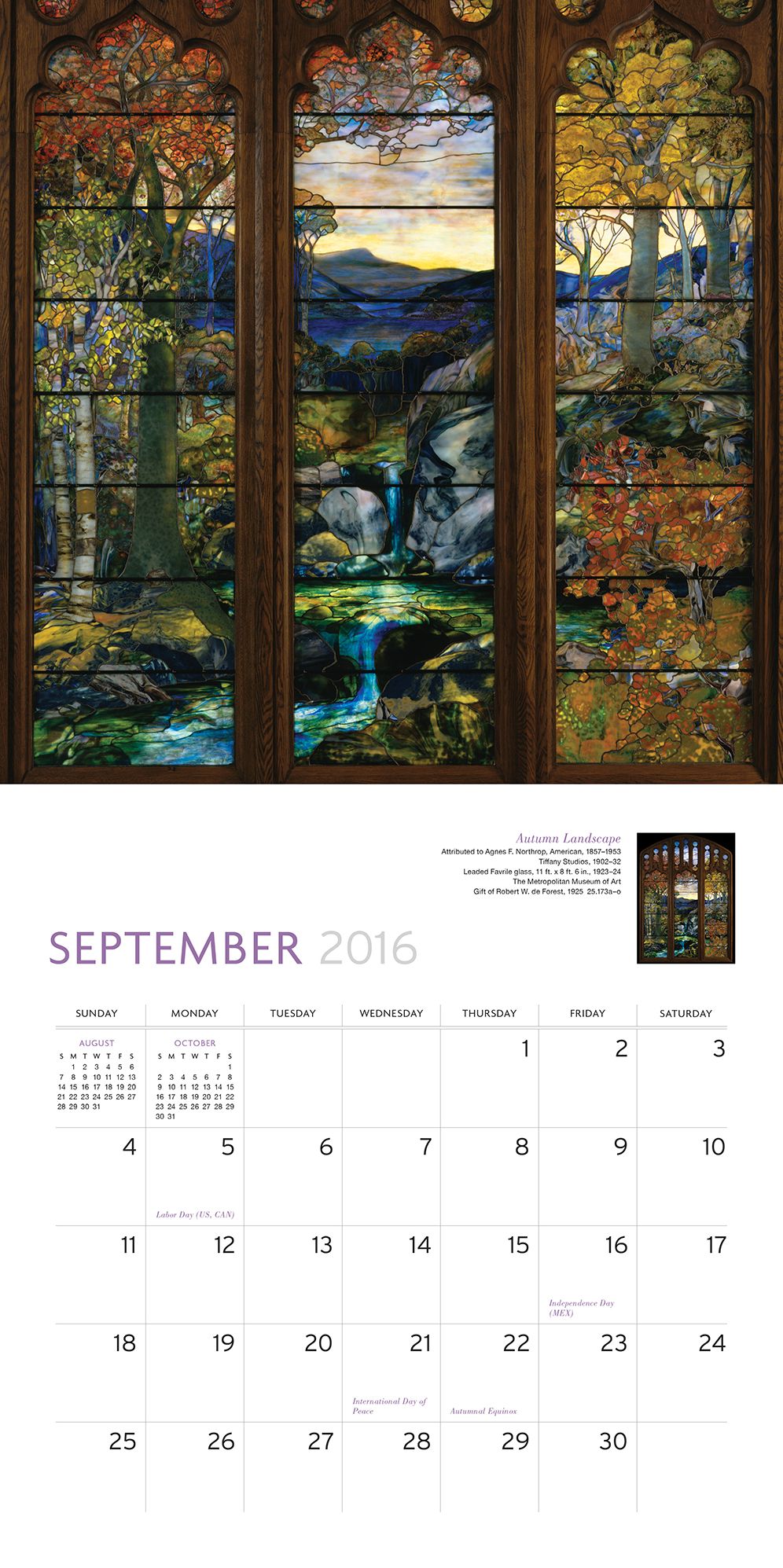 Louis Comfort Tiffany 2016 Wall Calendar
