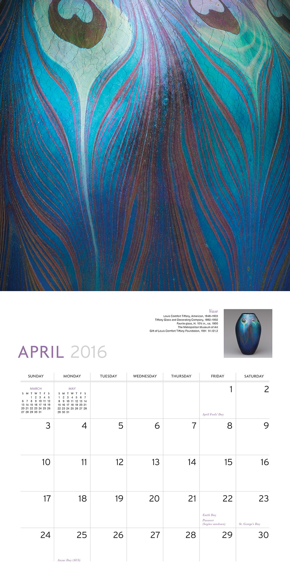 Louis Comfort Tiffany 2016 Wall Calendar