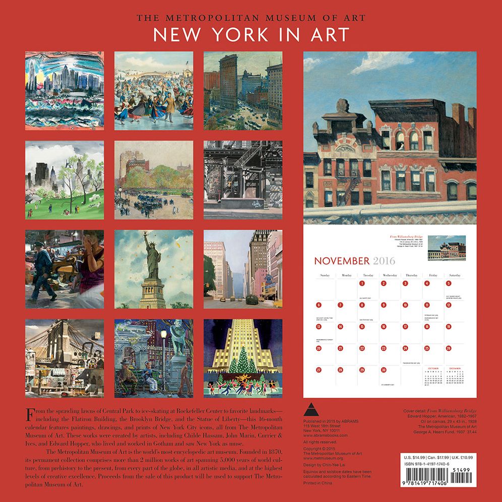New York in Art 2016 Wall Calendar
