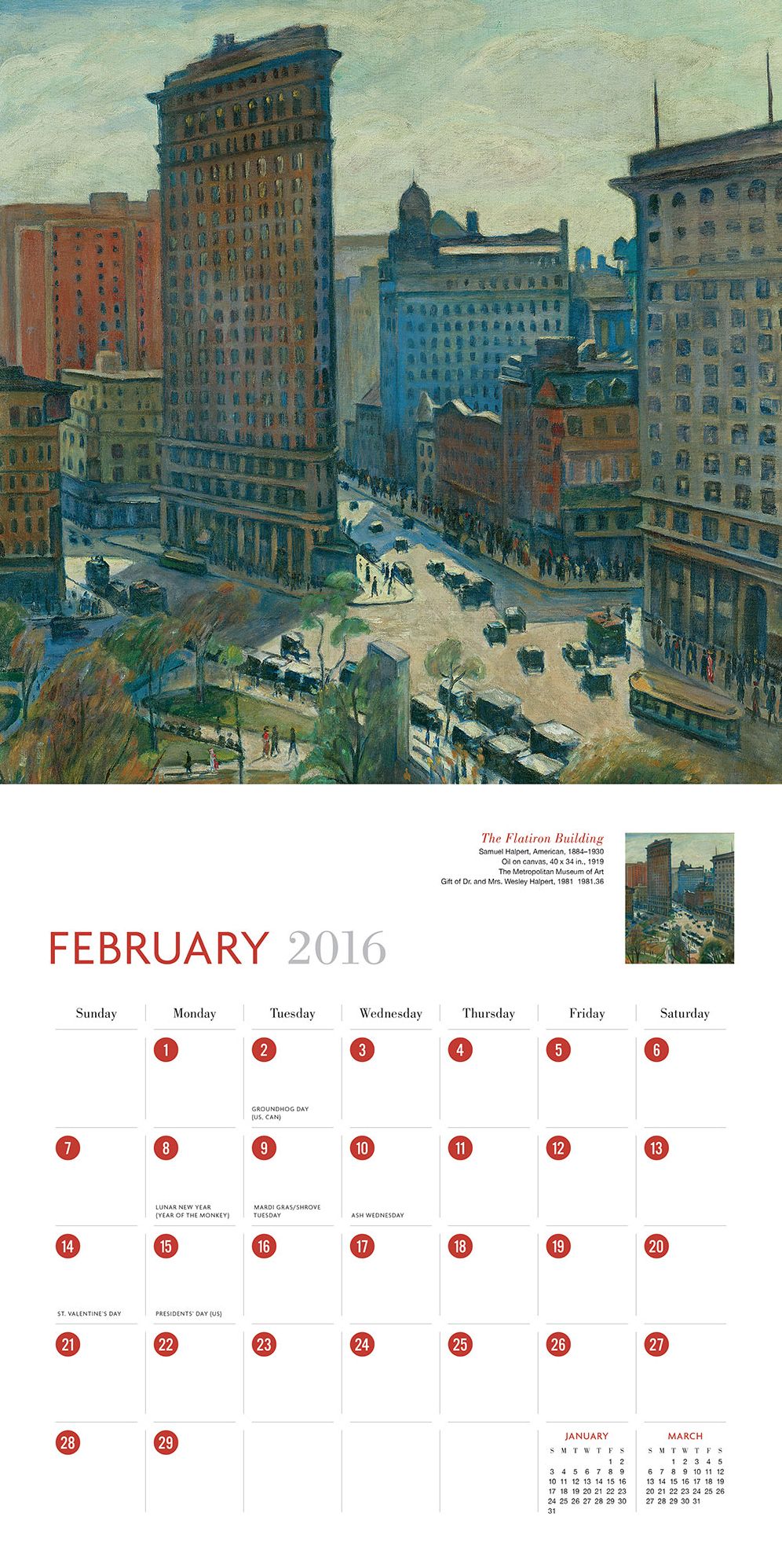 New York in Art 2016 Wall Calendar