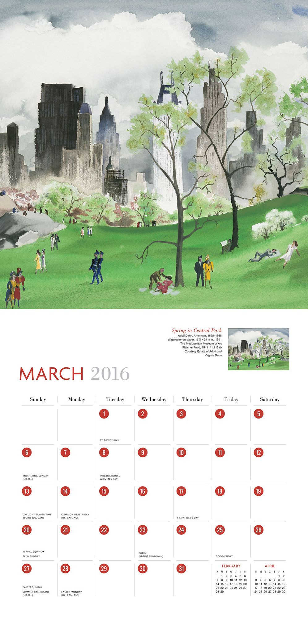 New York in Art 2016 Wall Calendar