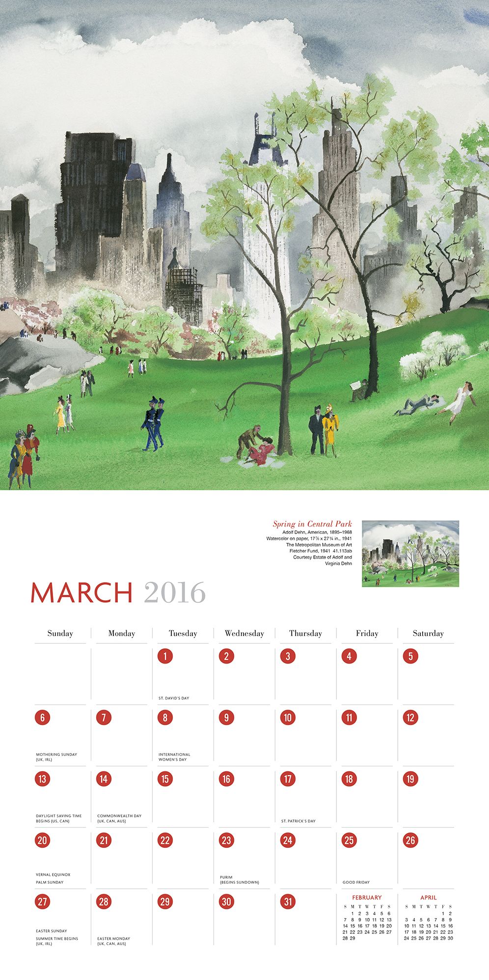 New York in Art 2016 Wall Calendar