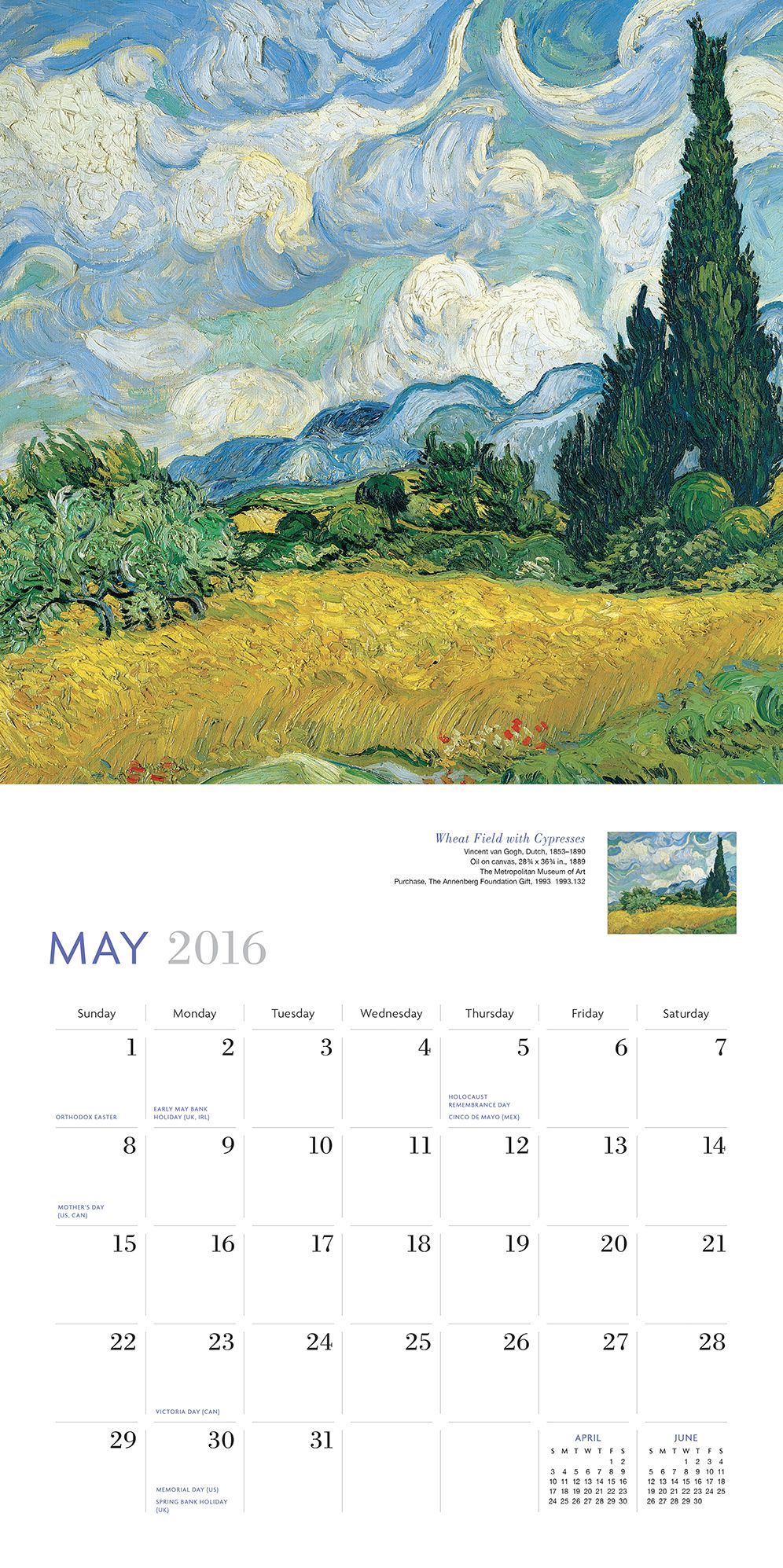 Van Gogh 2016 Wall Calendar