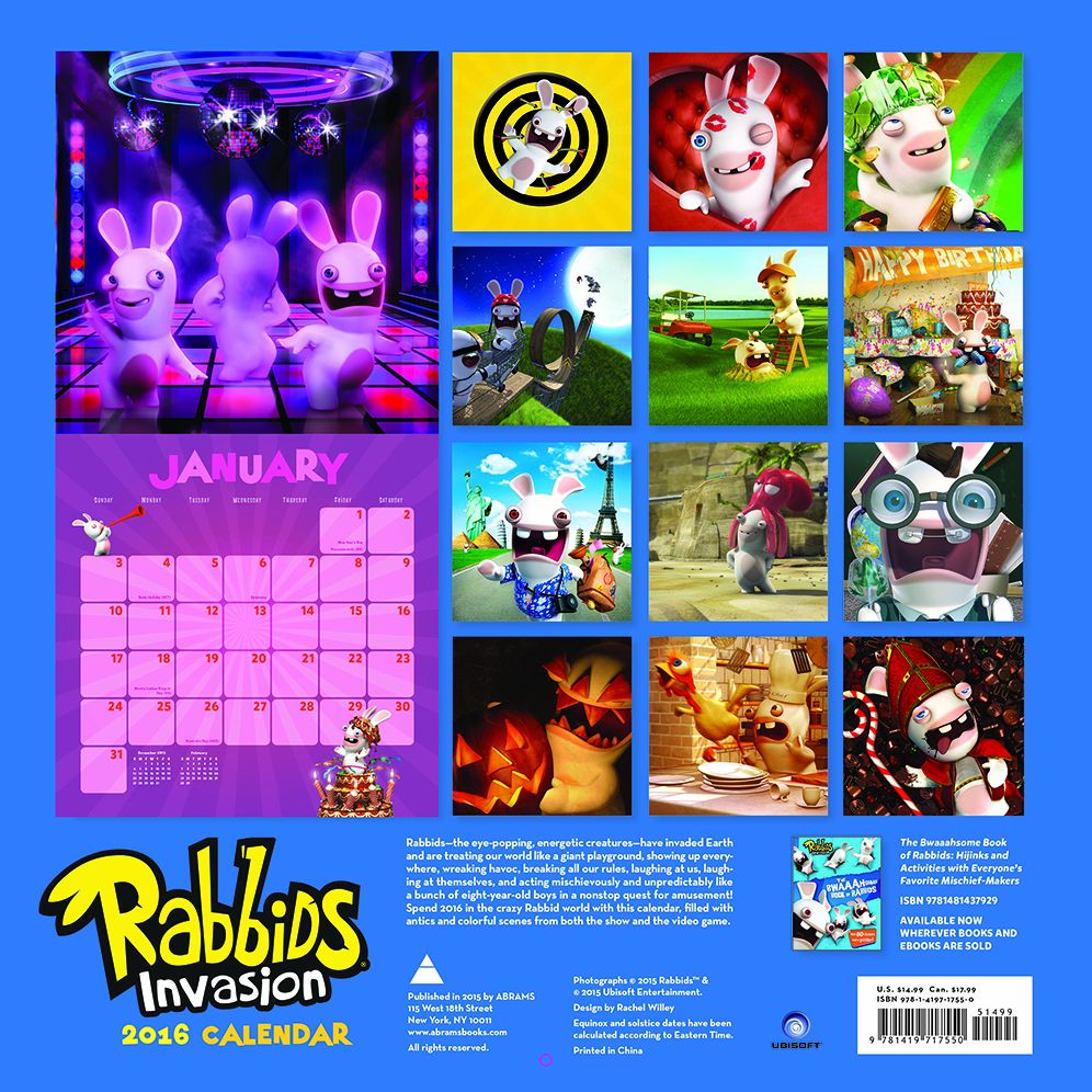 Rabbids Invasion 2016 Wall Calendar