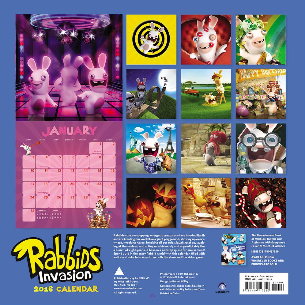 Rabbids Invasion 2016 Wall Calendar
