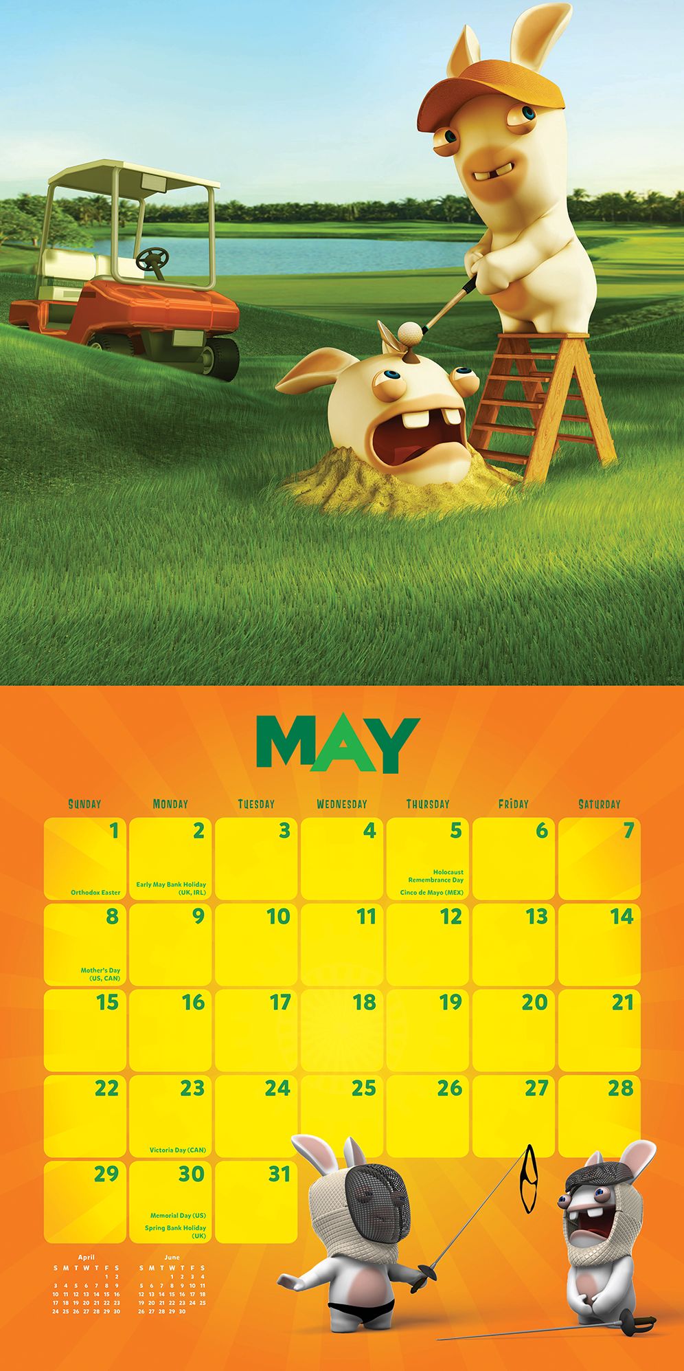 Rabbids Invasion 2016 Wall Calendar
