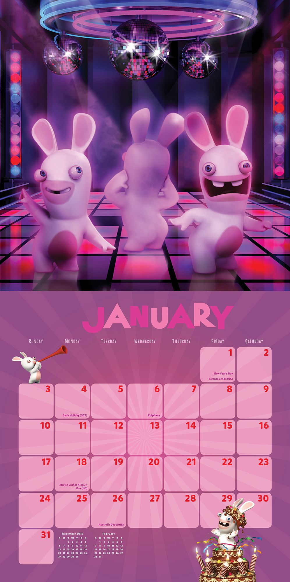 Rabbids Invasion 2016 Wall Calendar