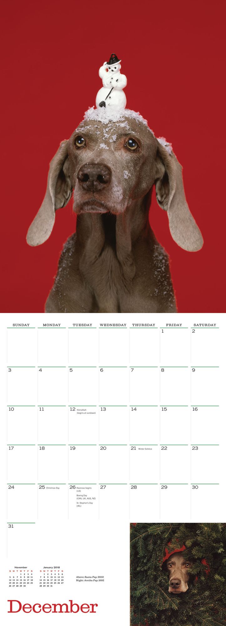 William Wegman Man's Best Friend 2017 Wall Calendar