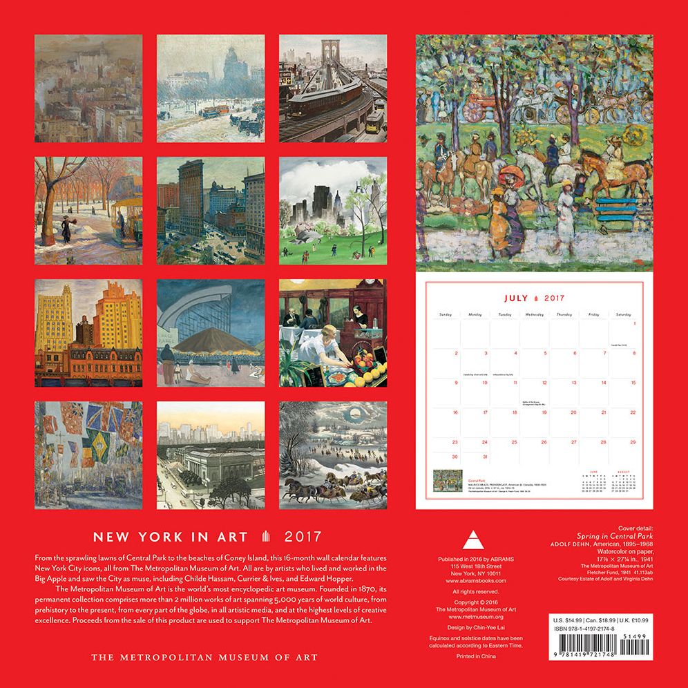 New York in Art 2017 Wall Calendar