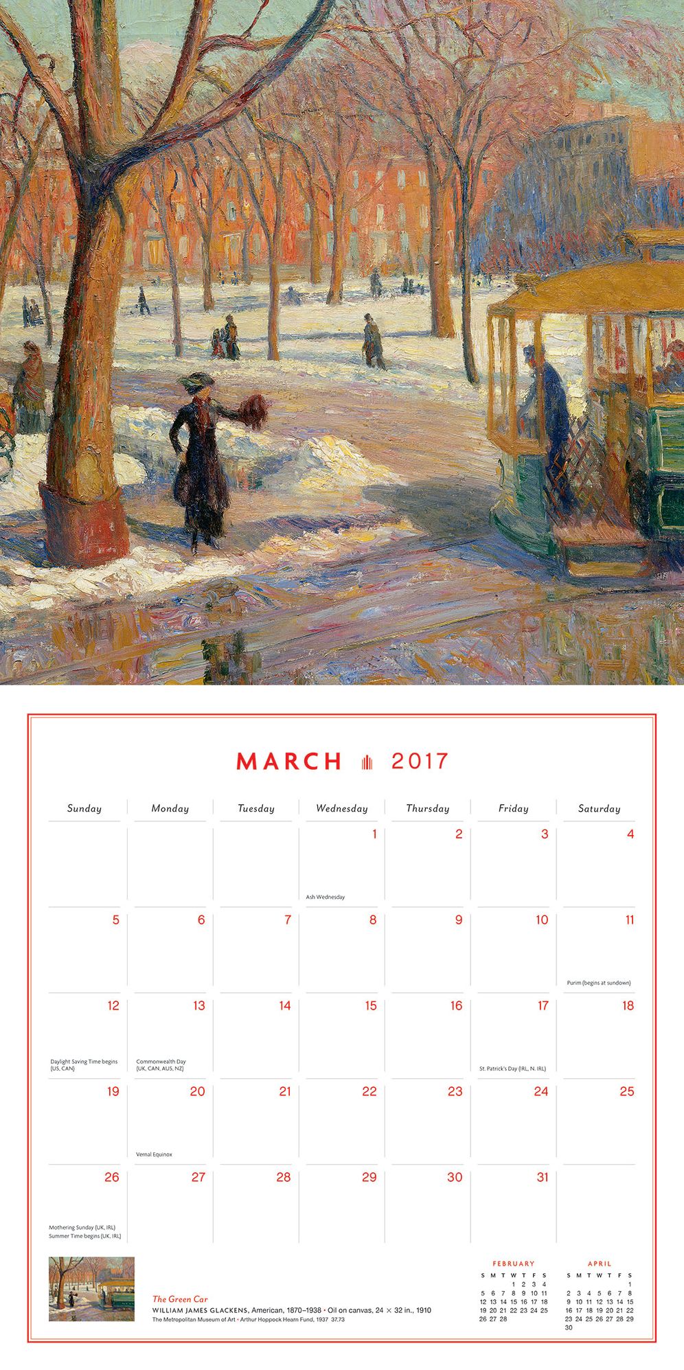 New York in Art 2017 Wall Calendar
