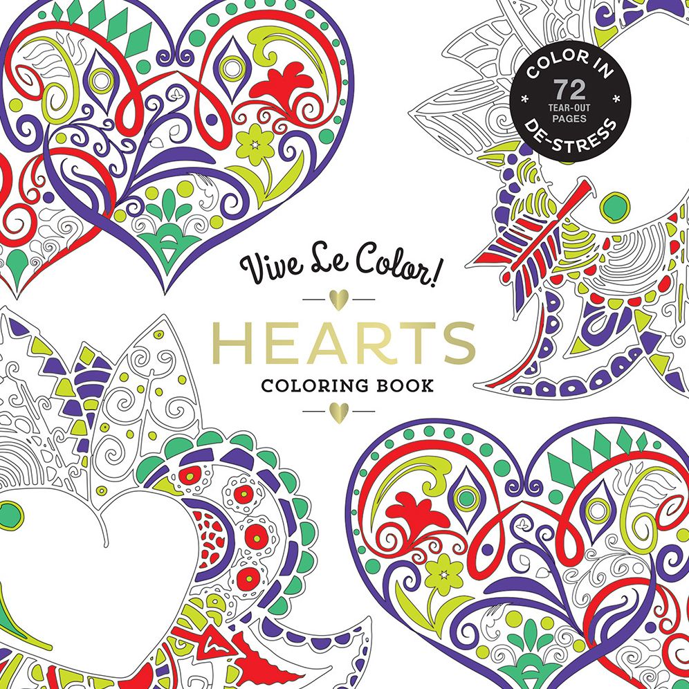 Vive Le Color! Hearts (Adult Coloring Book): Color In; De-stress (72 Tear-out Pages)