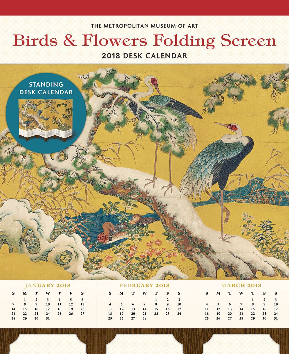 Birds and Flowers Folding Screen 2018 Desk Calendar