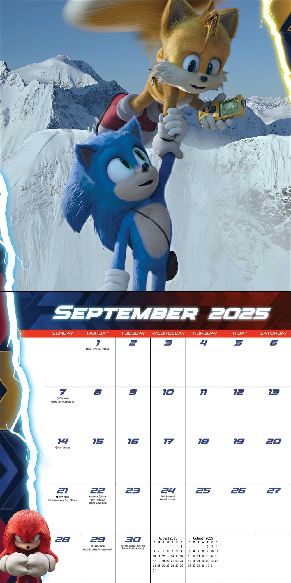 Sonic the Hedgehog 3 Movie Tie-in 2025 Wall Calendar