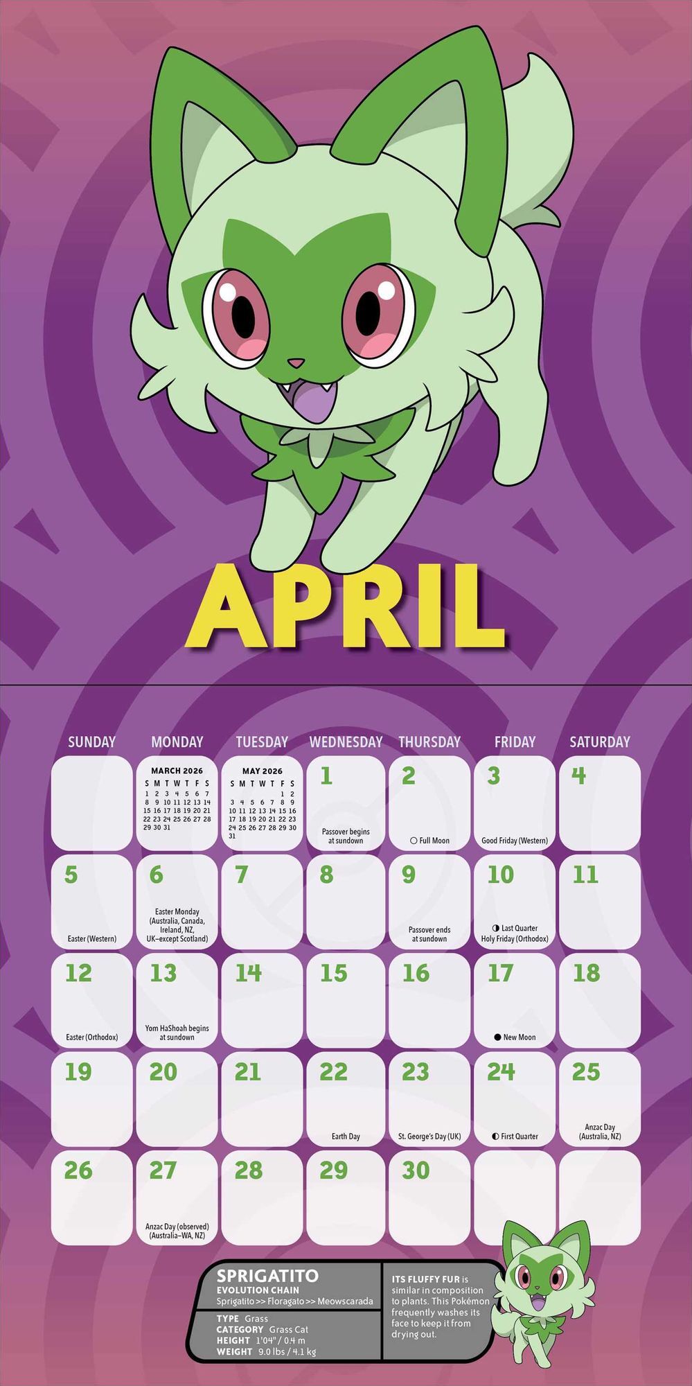 2026 Pokémon Mini Wall Calendar