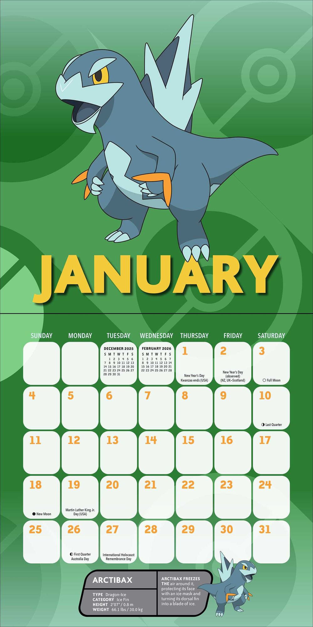 2026 Pokémon Mini Wall Calendar