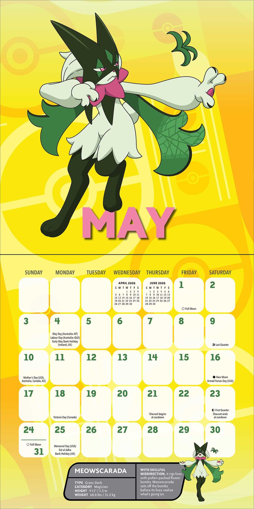 2026 Pokémon Mini Wall Calendar