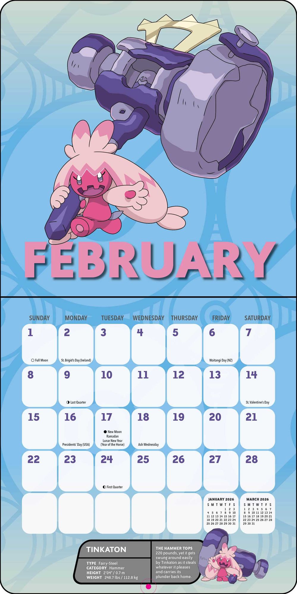 2026 Pokémon Mini Wall Calendar