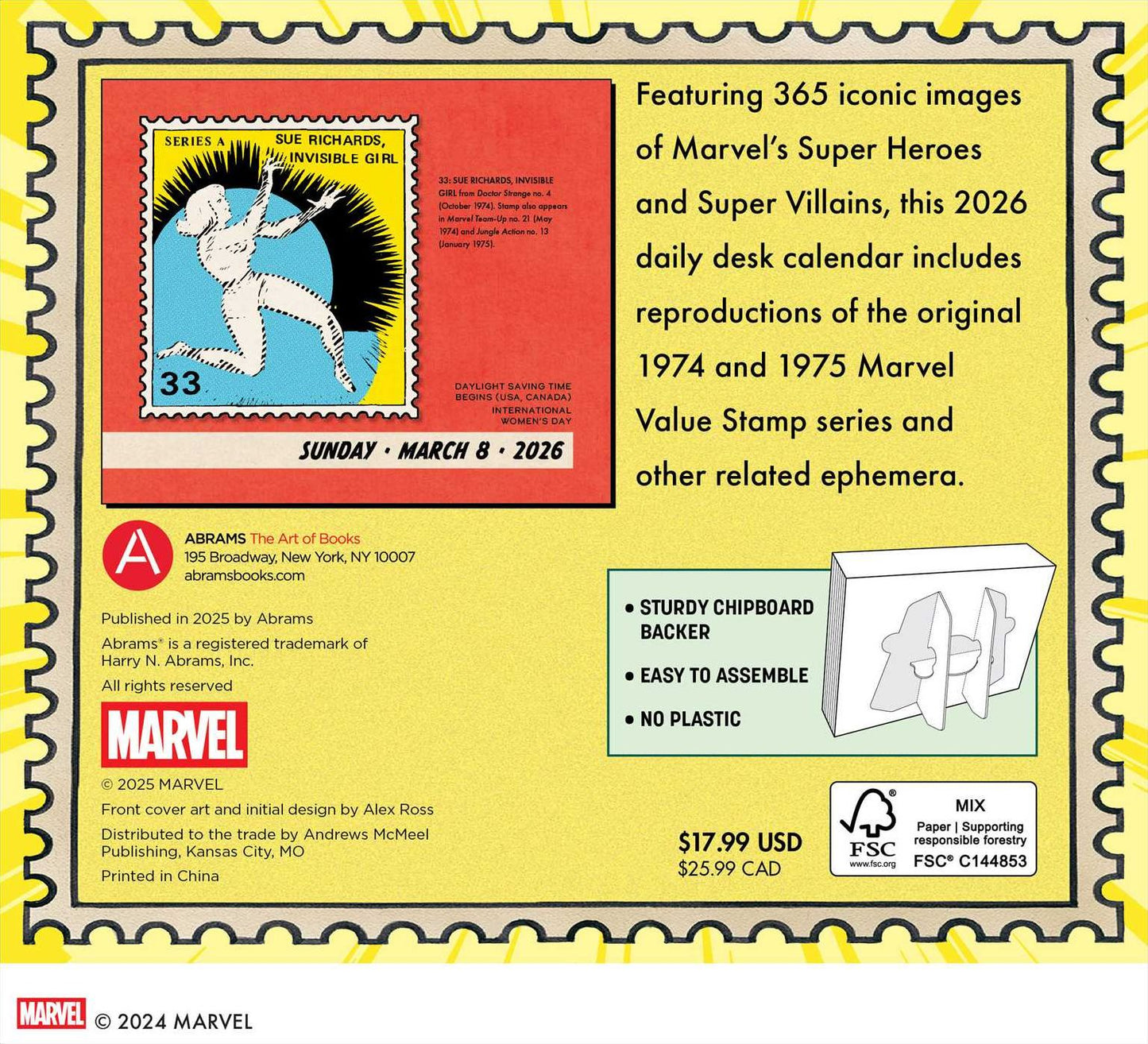 2026 Marvel Value Stamps Day-to-Day Calendar