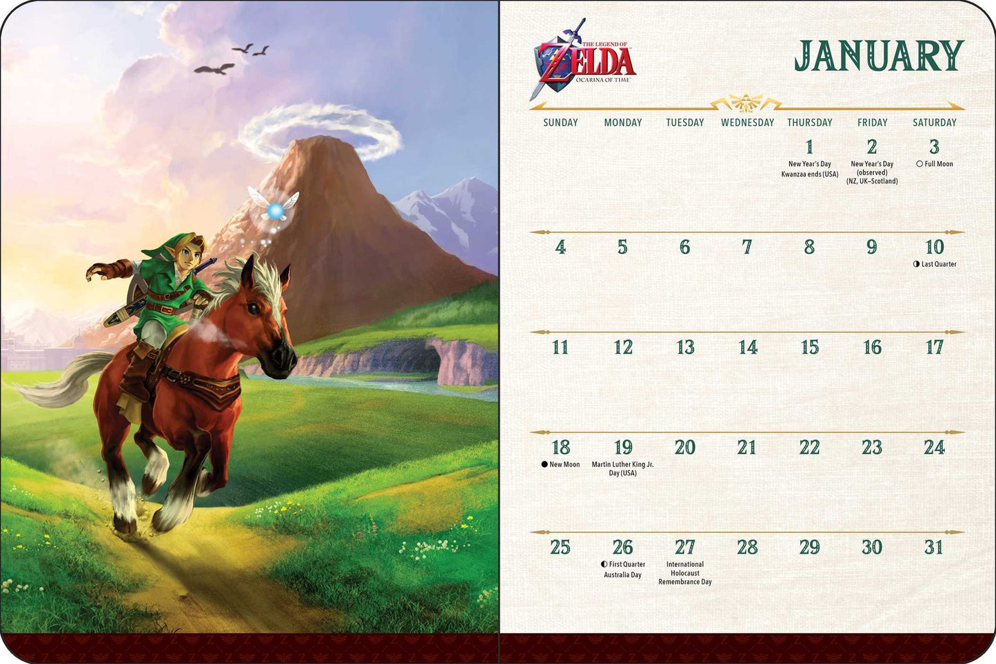 2025-2026 Legend of Zelda 16-Month Weekly/Monthly Planner
