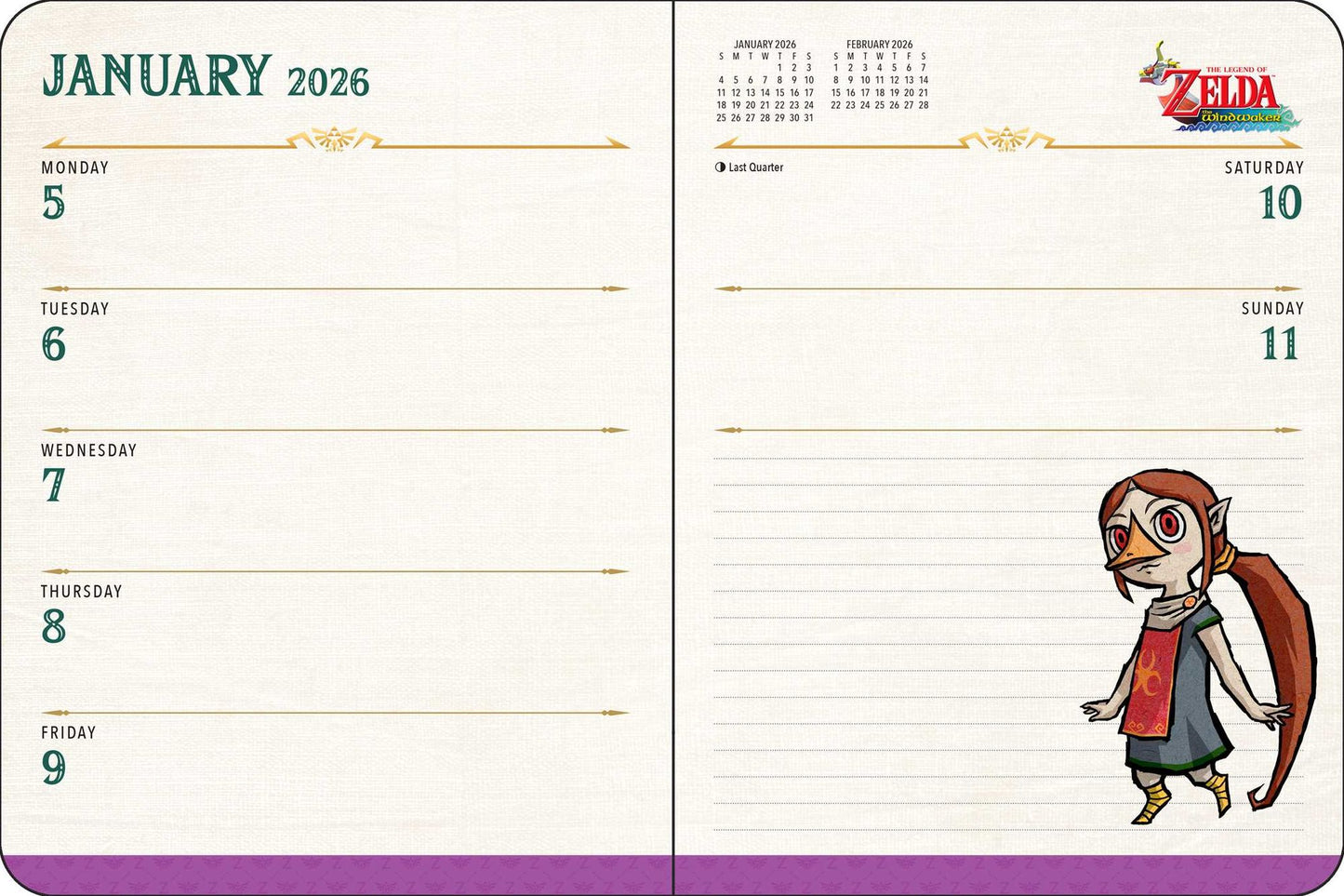 2025-2026 Legend of Zelda 16-Month Weekly/Monthly Planner