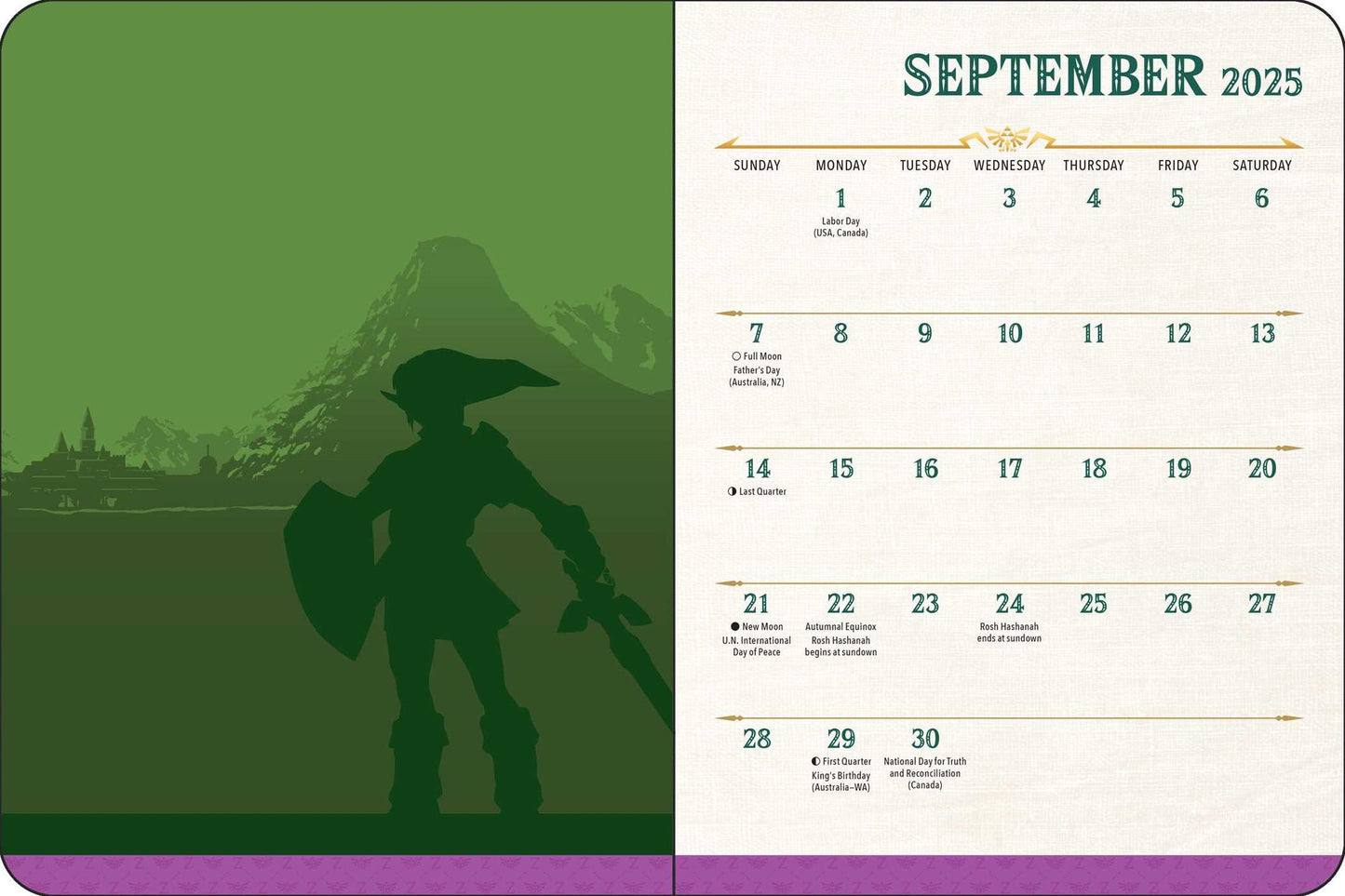 2025-2026 Legend of Zelda 16-Month Weekly/Monthly Planner