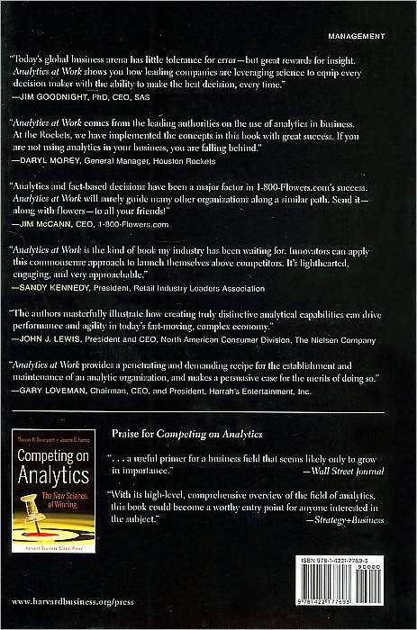 Analytics at Work: Smarter Decisions, Better Results
