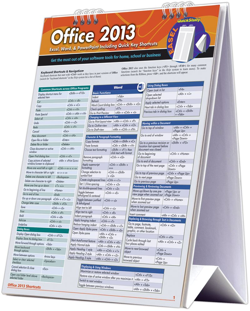 Microsoft Office 2013 Desktop Easel Book: a QuickStudy Reference Tool for Excel, Word, & PowerPoint Including QuickKey Shortcuts