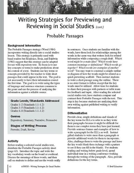 Writing Strategies for Social Studies