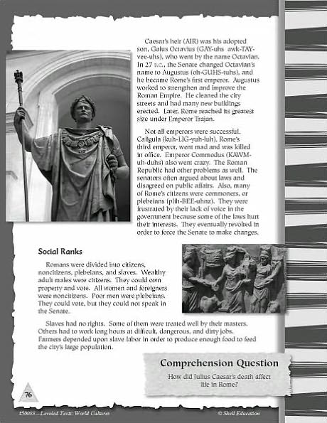Leveled Texts for Social Studies: World Cultures Through Time