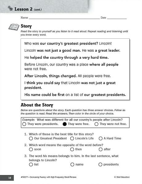Increasing Fluency with High Frequency Word Phrases Grade 2