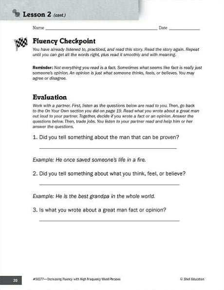 Increasing Fluency with High Frequency Word Phrases Grade 2
