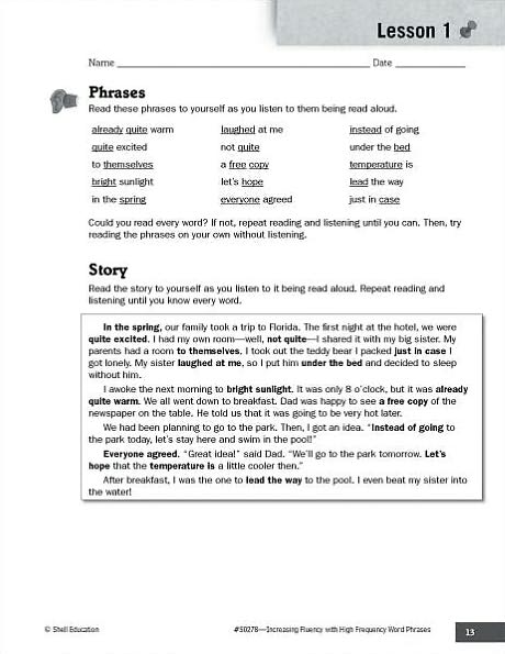 Increasing Fluency with High Frequency Word Phrases: Grade 3