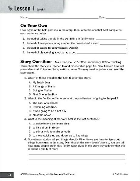 Increasing Fluency with High Frequency Word Phrases: Grade 3