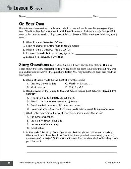 Increasing Fluency with High Frequency Word Phrases Grade 4