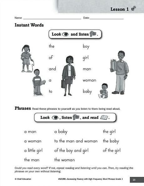 Increasing Fluency with High Frequency Word Phrases: Grade 1