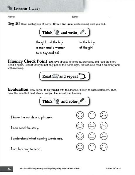Increasing Fluency with High Frequency Word Phrases: Grade 1