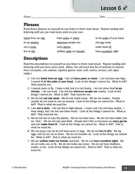 Increasing Fluency with High Frequency Word Phrases: Grade 5