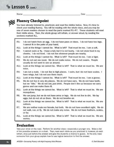 Increasing Fluency with High Frequency Word Phrases: Grade 5