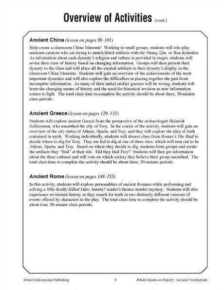 Hands-on History: Ancient Civilizations Activities