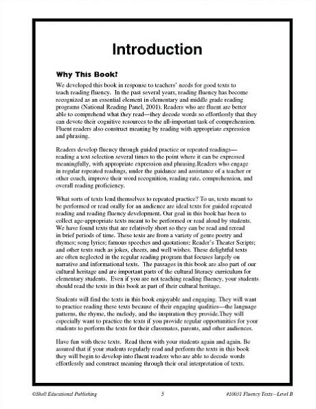 Texts for Fluency Practice: Level B