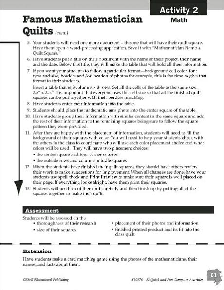 32 Quick and Fun Content Area Computer Activities: A Technology Project for Every Week of the School Year (Middle School)