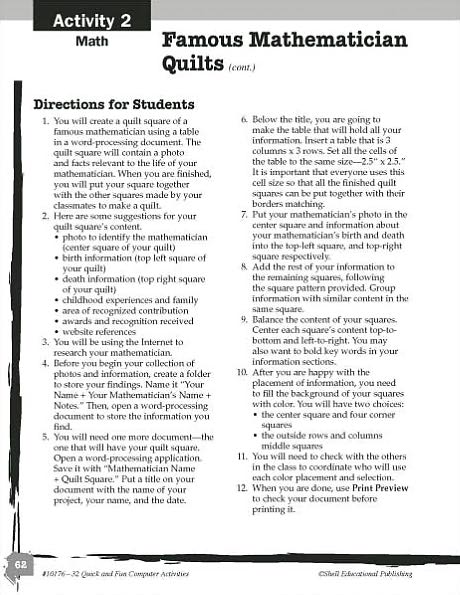 32 Quick and Fun Content Area Computer Activities: A Technology Project for Every Week of the School Year (Middle School)
