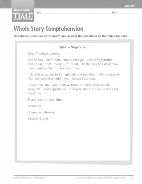 Nonfiction Comprehension Test Practice: Level 2