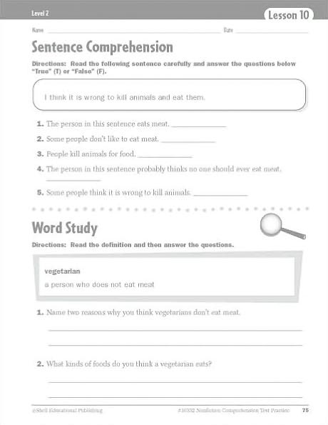 Nonfiction Comprehension Test Practice: Level 2